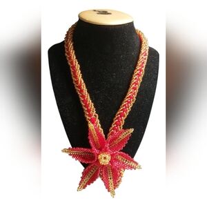 Beaded Necklace with Tulip Flower